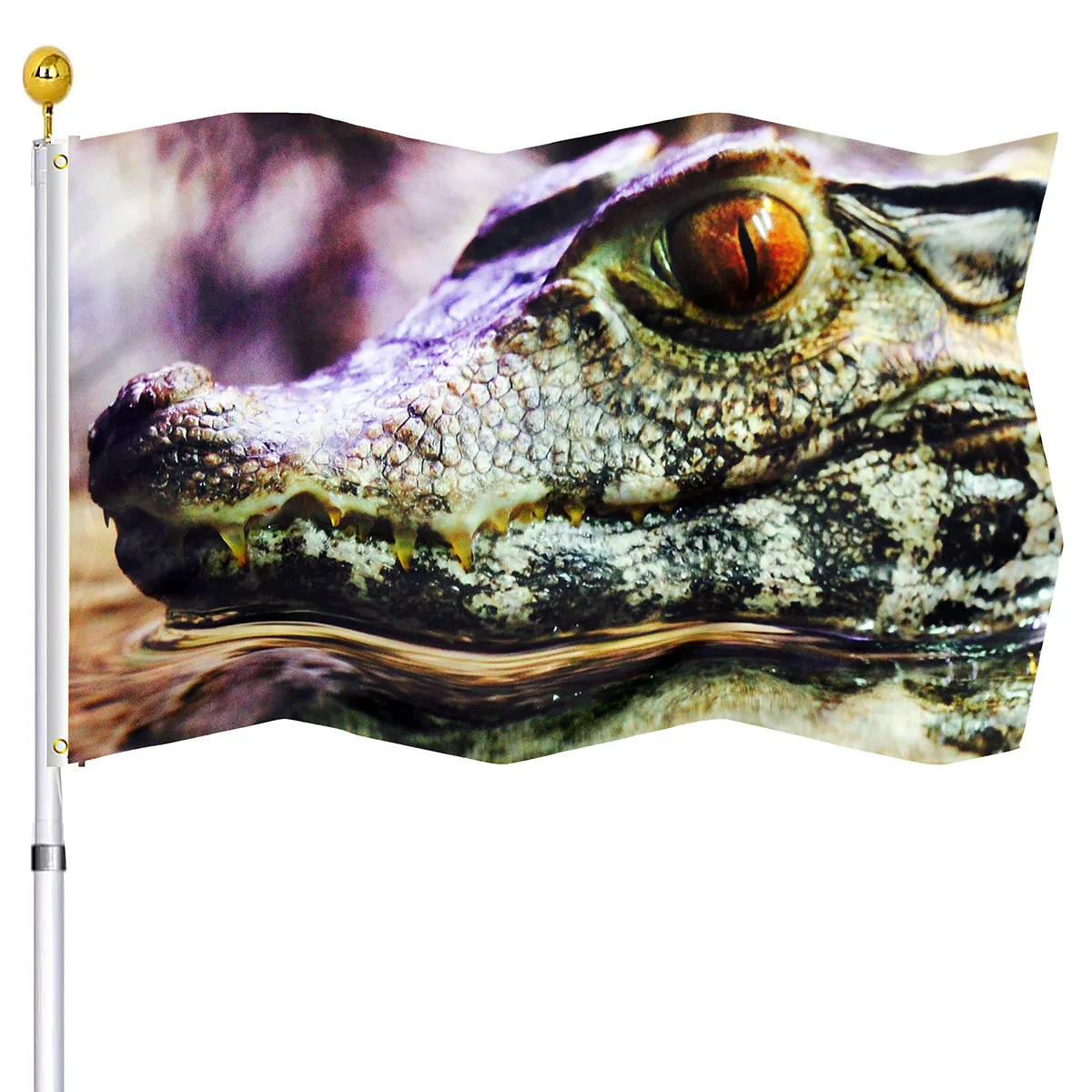 Red Eyes Crocodile Flag Wildlife Double Stitched Banners with Brass Grommets House Indoor Outdoor Decoration Flags for Men Gifts