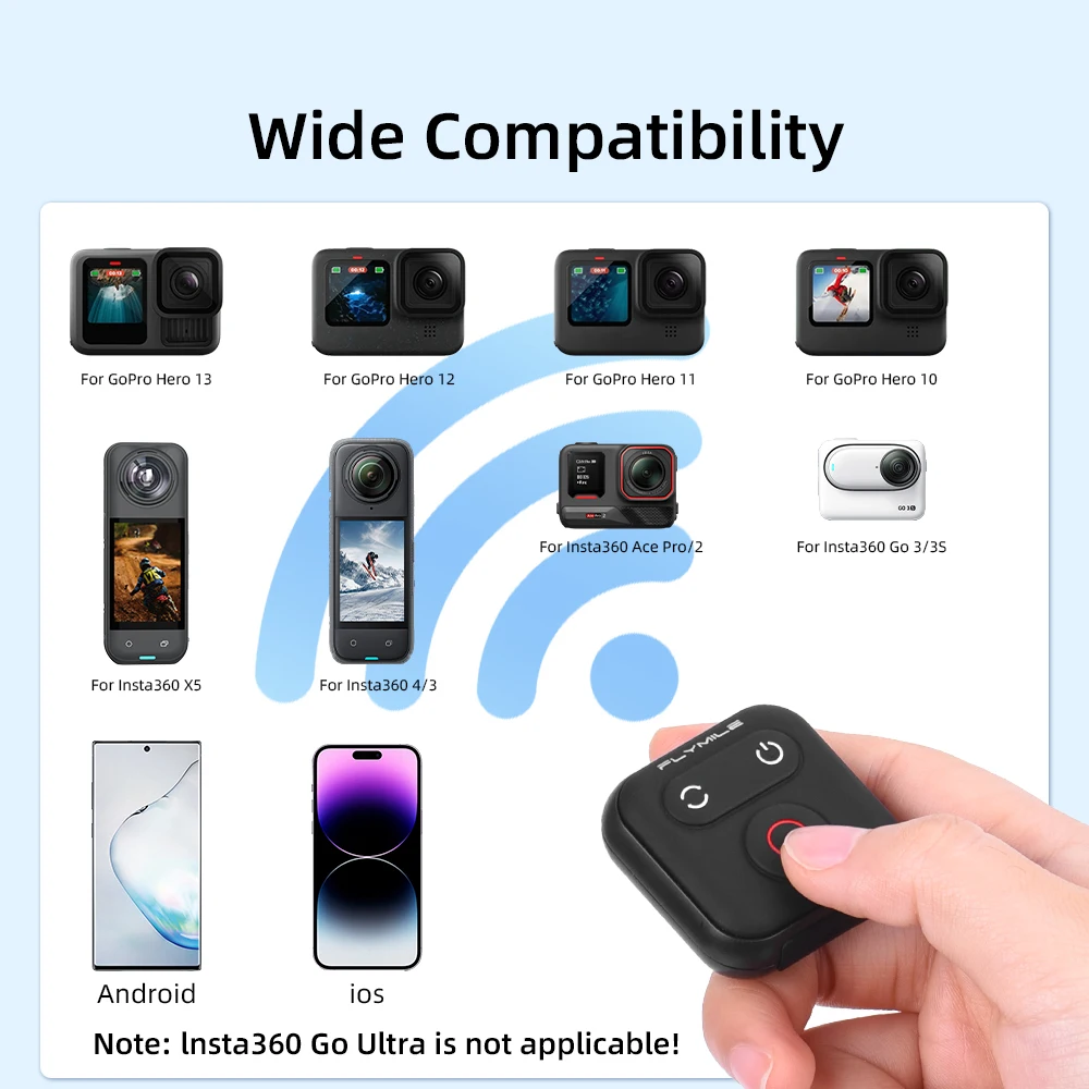 Bluetooth Remote Controller For Insta360 X5/X4/Ace Pro 2/Ace Pro Camera Ios&Android Shutter Release Button Controller
