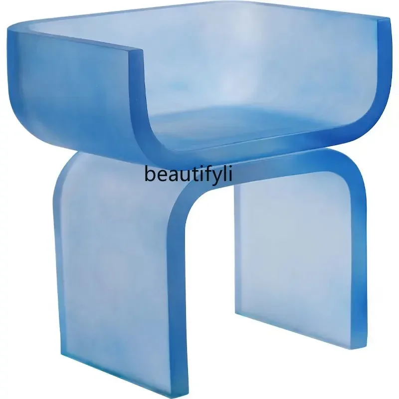 

Italian Platinum Epoxy Resin Dining Chair Transparent Acrylic White New Chair Couch Armchair