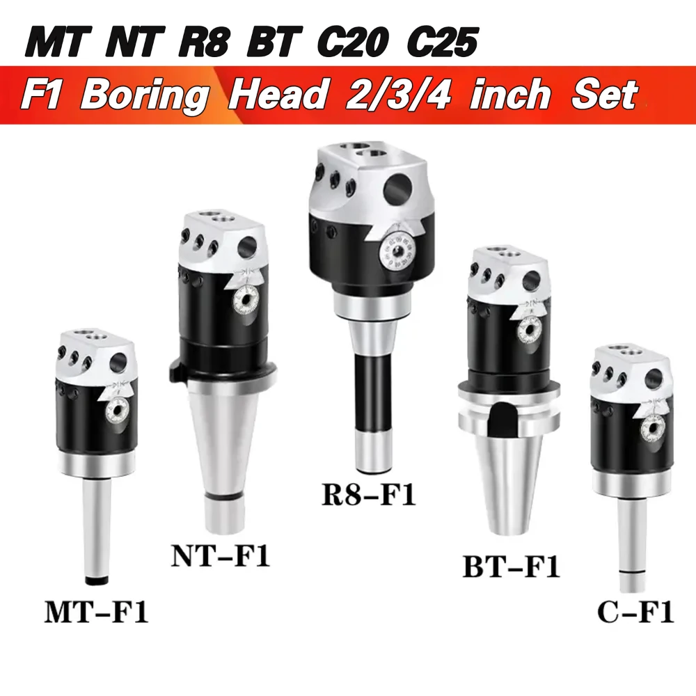 F1 Boring Head Lathe 2/3/4 inch 50/75/100mm Boring Bar Milling Tool Holder for Lathe F1 Boring Head Connection for Rough Boring