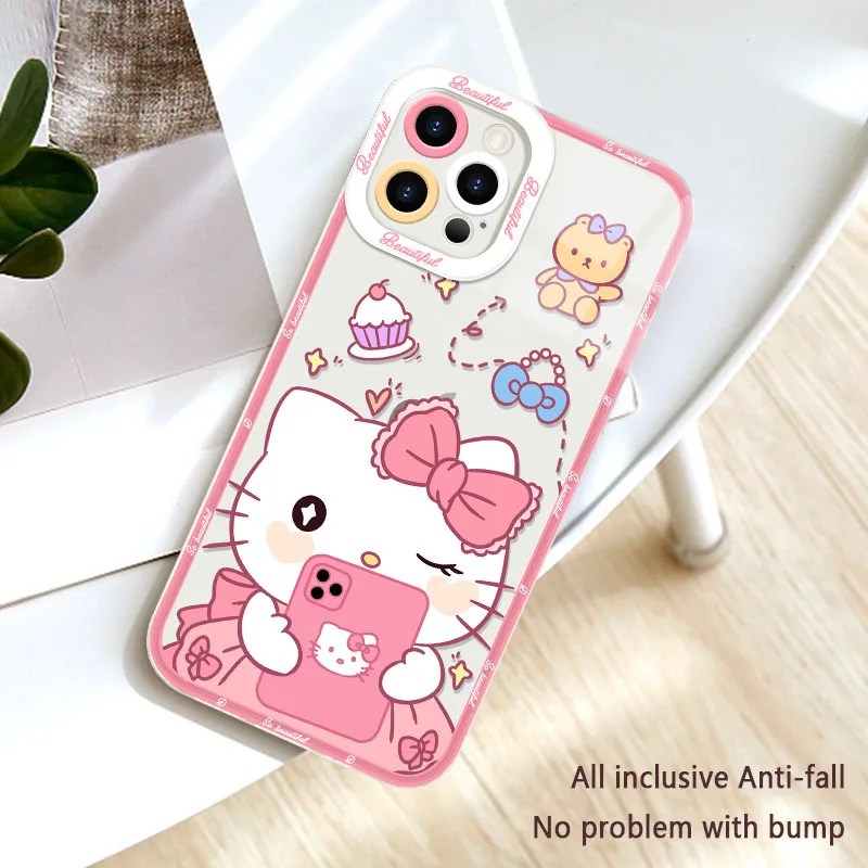 Sanrio HelloKitty Rabbit Case For Xiaomi Redmi Note 12 4G 5G Turbo 11 Pro Plus 12S 11S 10S 9S 10 8 7 6 9 10C K60 K60E Soft Cover