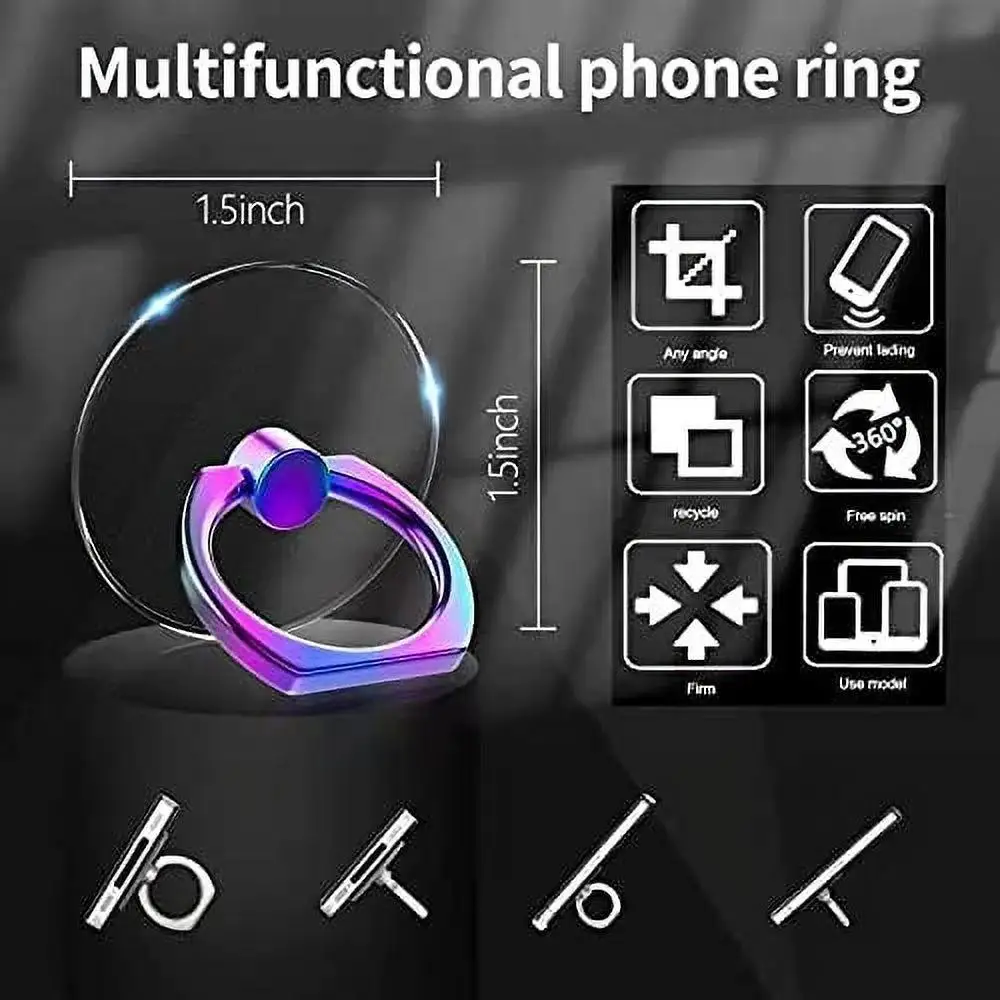 Transparent Cell Phone Ring Holder Stand 360°Degree Rotation Clear Finger Grip Kickstand Compatible iPhone Xiaomi for Phone Case - view 5