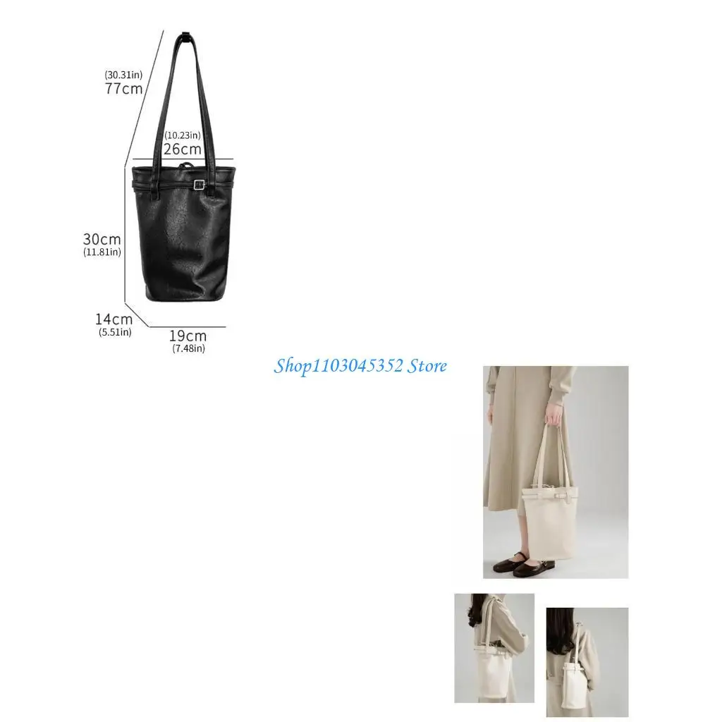 

Elegant And Practical Women's Bucket Bag PU Leather Shoulder Bags Retro Handbag