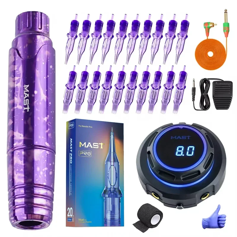 Mast P10 Complete Tattoo Kit Machine Guns Power Supply Tattoo Needles 20pcs Eyebrow Tattoo Machine Kits and Supplies