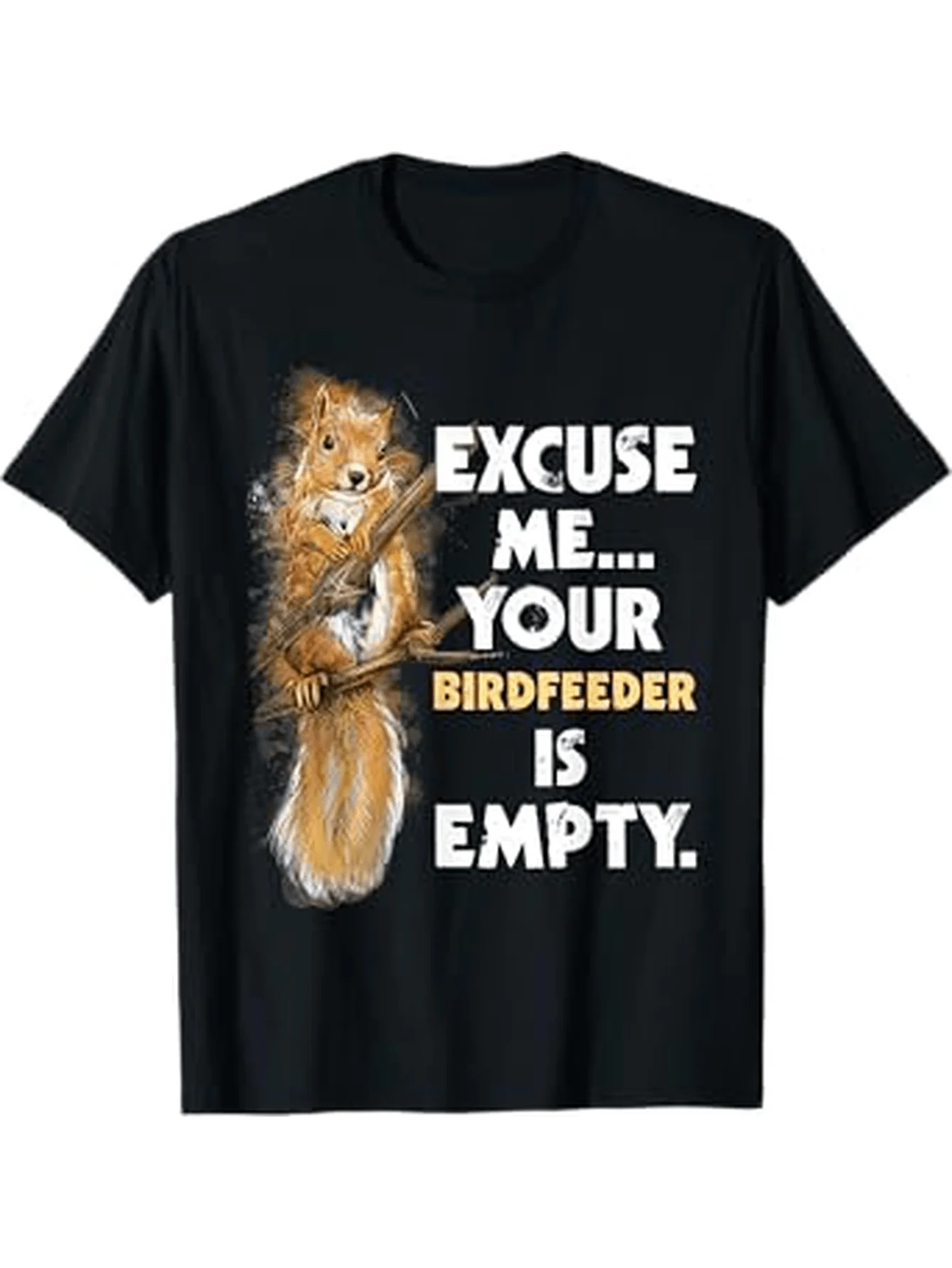 

Squirrel Lover's Cotton T-Shirt - 100% Cotton S-3XL, Black Casual Tee