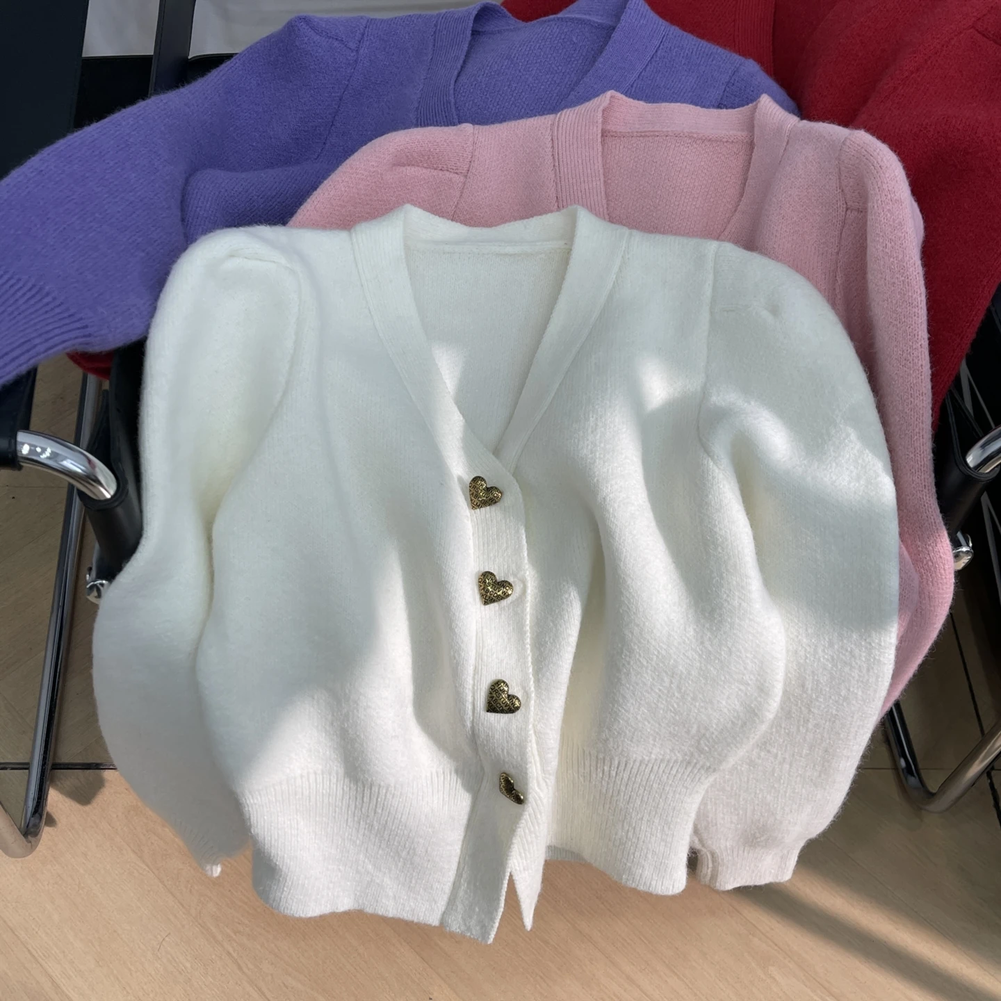 

Faionable ort V-Ne Knitted Sweater Cardigan Women's Autumn Winter Sle Sweet Straight Cut Long Sve Belted Outerwear