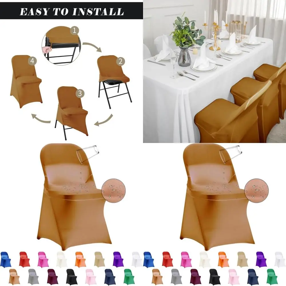

Gold Waterproof Stretch Spandex Chair Covers - 36 Pack for Dining, Wedding, Banquet, Party, and Holiday Decorations