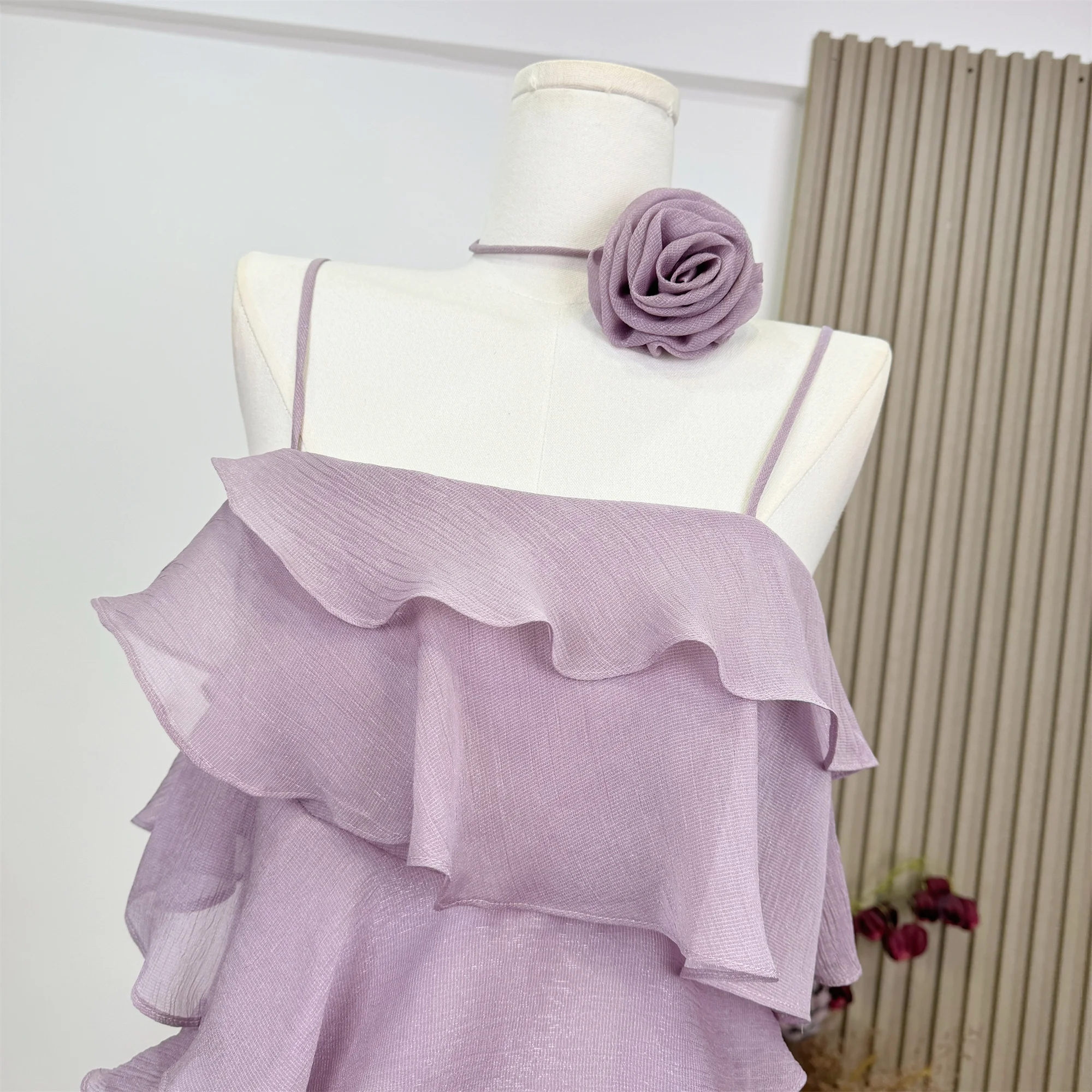 Feminino verão férias doce em camadas babados cinta vestido curto senhora streetwear cor sólida sem mangas floral mini vestido