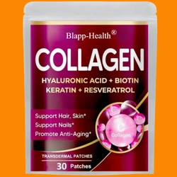 Marine Collagen Transdermal Patches with Biotin, Resveratrol Hair Skin, Skin Anti Ageing 30 Patches