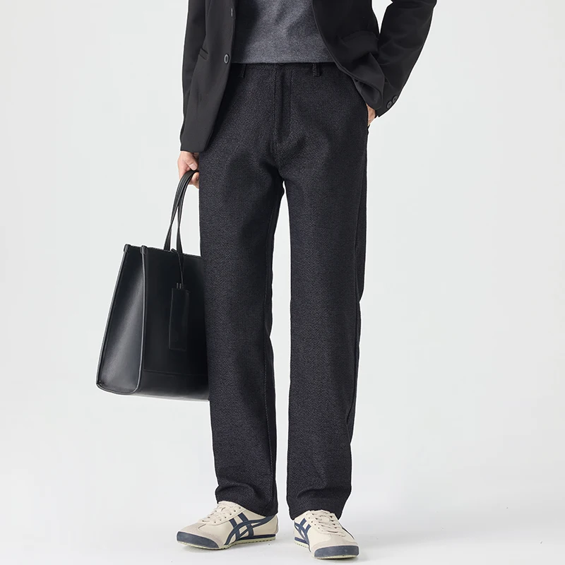 

Осенне-зимние мужские прямые повседневные брюки, модные деловые эластичные брюки со звездным небом, брендовые мужские брюки, черный верблюжий цвет