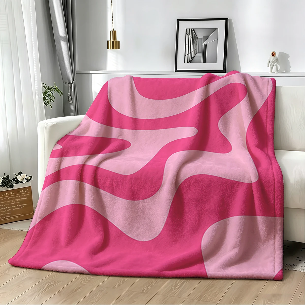 Trippy flowing curve Flannel Blanket Warm Soft Halloween Christmas Couch Warm Cozy Decorative Decor Gift for All Season