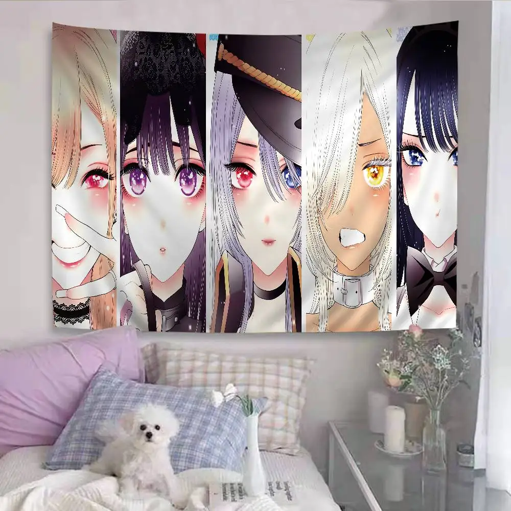 Anime My Dress-Up Darling Anime Tapestry Hippie Flower Wall Carpets Dorm Decor Wall Hanging Home Decor