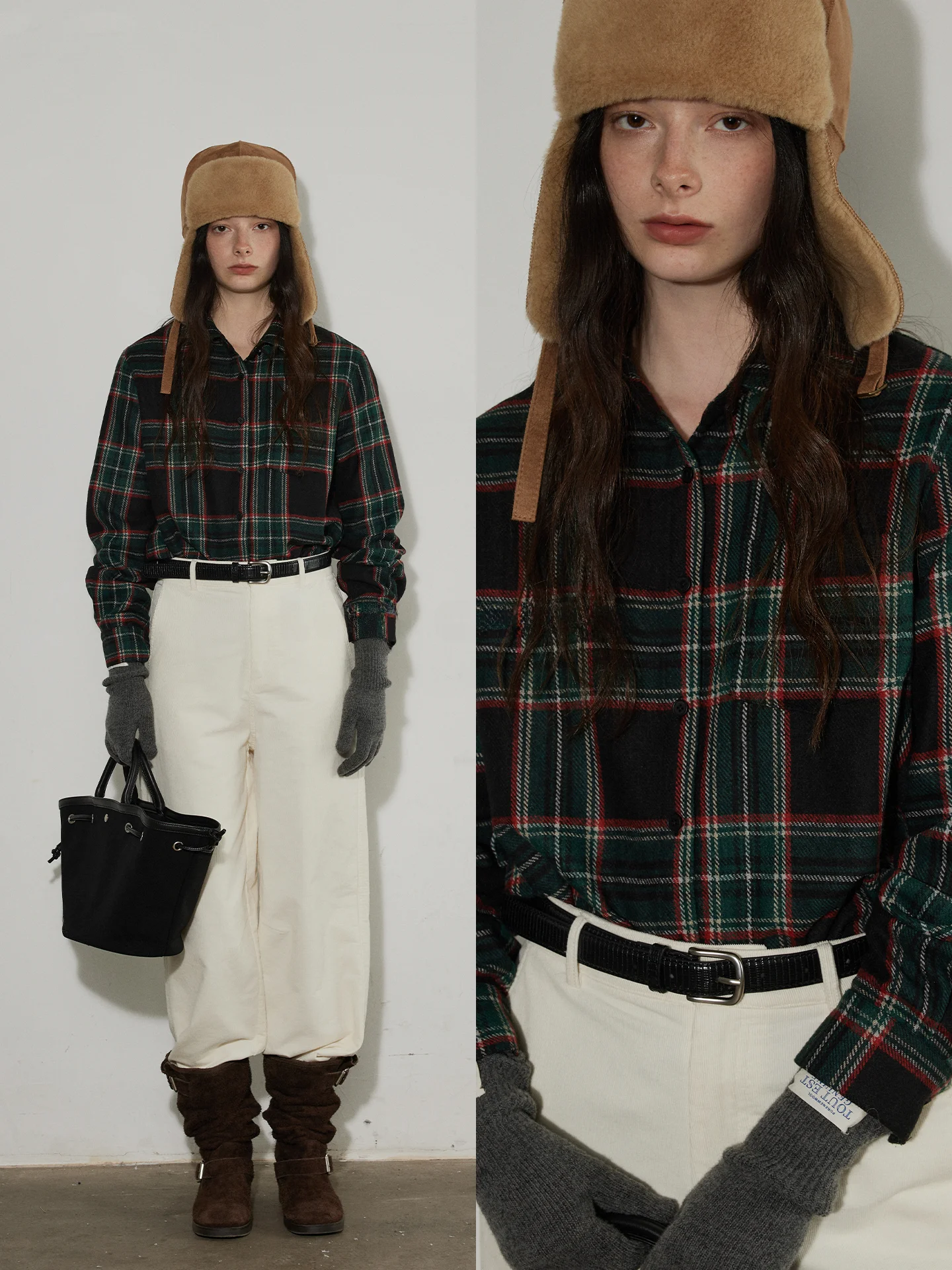 

Классическая женская свободная повседневная блузка в контрастную клетку, новый зимний дизайн в стиле ретро, из полиэфирного волокна