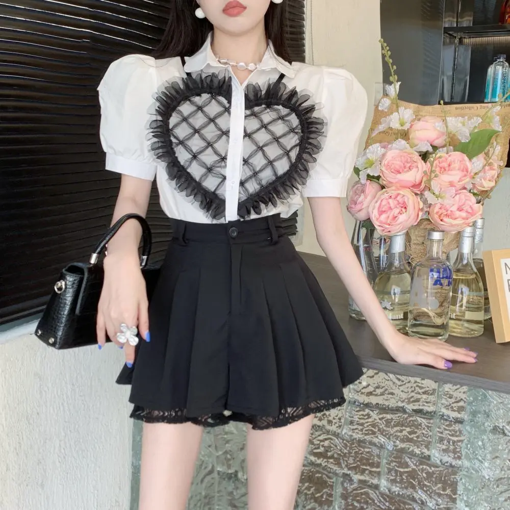 

Hot Girl Pleated Lace Skirts and Pants for Women in Summer 2025 New High-waisted Slim Casual and Versatile Satin