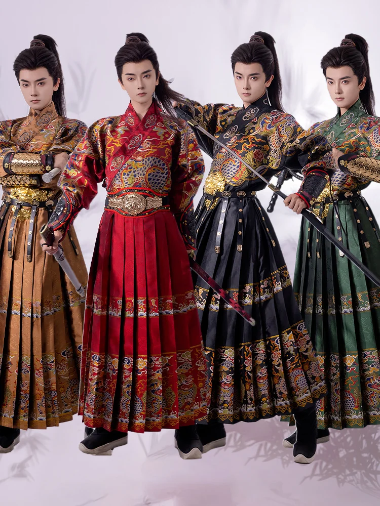 

Lingyun Ming Dynas Hanfu мужские и женские весенние ножи с вышивкой, шелковые брюки Fierman's Jaet, костюм Flng Fi