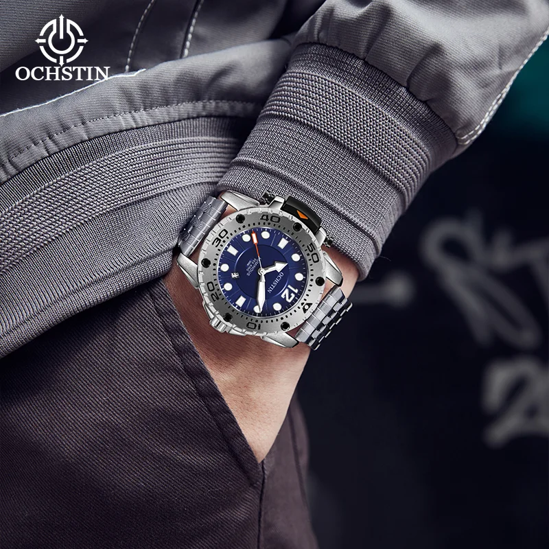 OCHSTIN Man Quartz Movement Stainless Steel Strap Waterproof Business Casual Watch Men Voyager Series Luxury Wristwatch