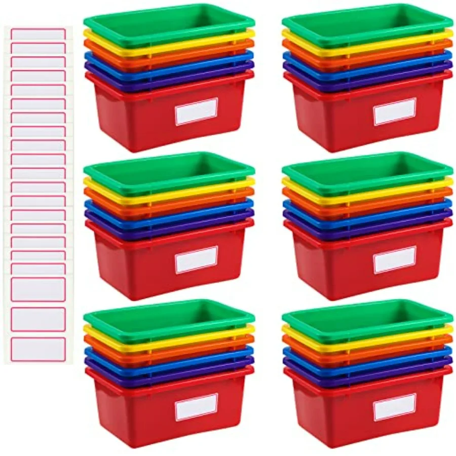

36 Pcs Plastic Cubby Bins Bulk for Classroom Organization Small Stackable Book Bins Toy Storage Tubs Box Container Organizer wi