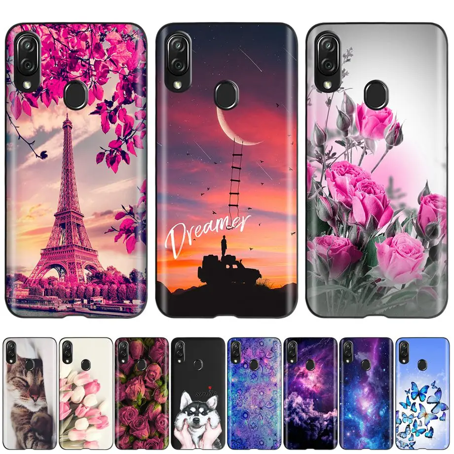 Funda trasera de TPU suave para ZTE Blade V10 Vita, carcasa de teléfono Delgado negra con flores de belleza al atardecer, para ZTE Blade V10Vita V 10