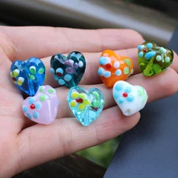10pcs 15mm Handmade LampworkGlass beads Heart Shape Outer flowers for jewelry Bracelet Necklace Earring making DIY Accessoires