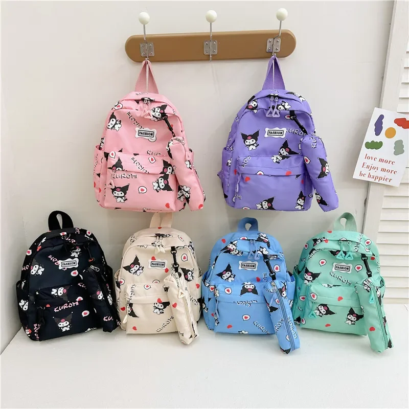 Yk2 Sanrio School Supplies Pencil Case Bag Kuromi Schoolbag Kindergarten High Capacity Anime Backpack Students Supplies Gift