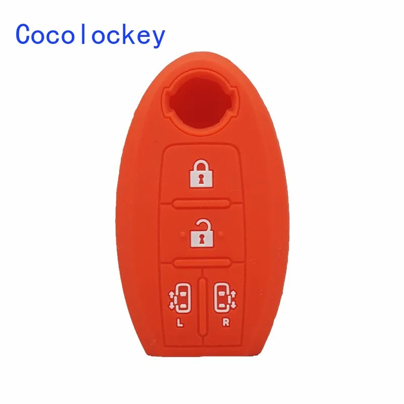 Cocolockey Car Key Cover Case Silicone for Nissan Jdm E51 Elgrand 2005-2011 Smart Key Hold Bag Protection 4 Button Car Accessory