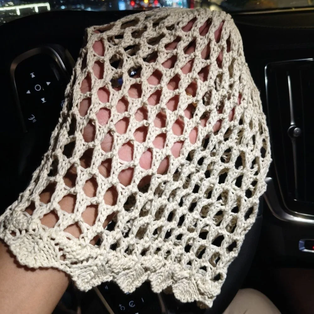 Elegant Hollow Weave Knitted Hat Breathable Openwork Pullover Hat Solid Color Beanie Hat Spring Summer