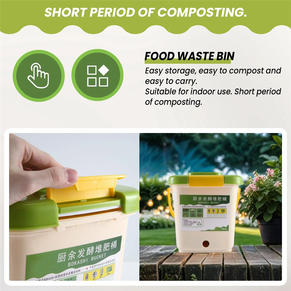 12L Compost Bin Recycle Composter Aerated Compost Bin PP Organic Homemade Trash Can Bucket Kitchen Garden Food Waste Bins