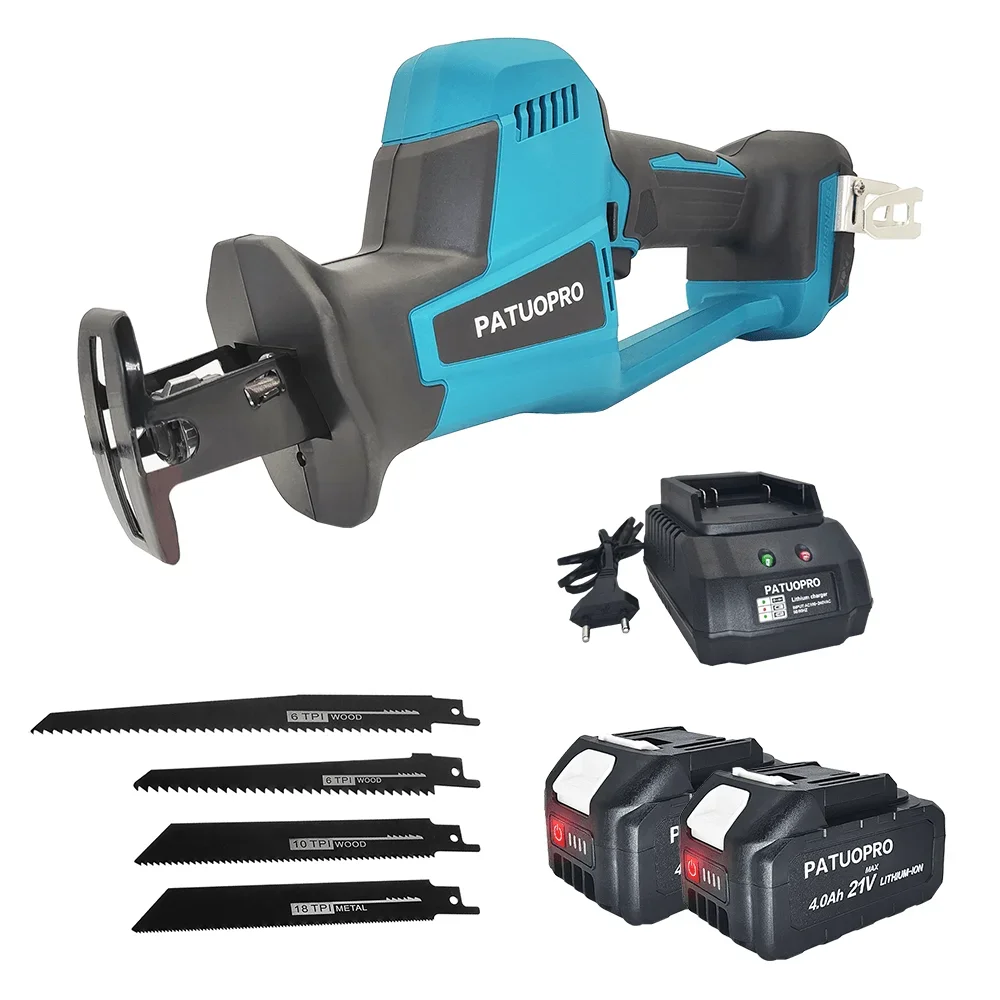 Brushless Reciprocating Saw With Sawblade Wireless Chainsaw Adjustable Speed Wood Metal Pipe Cutting Tool For Makita 18V Battery