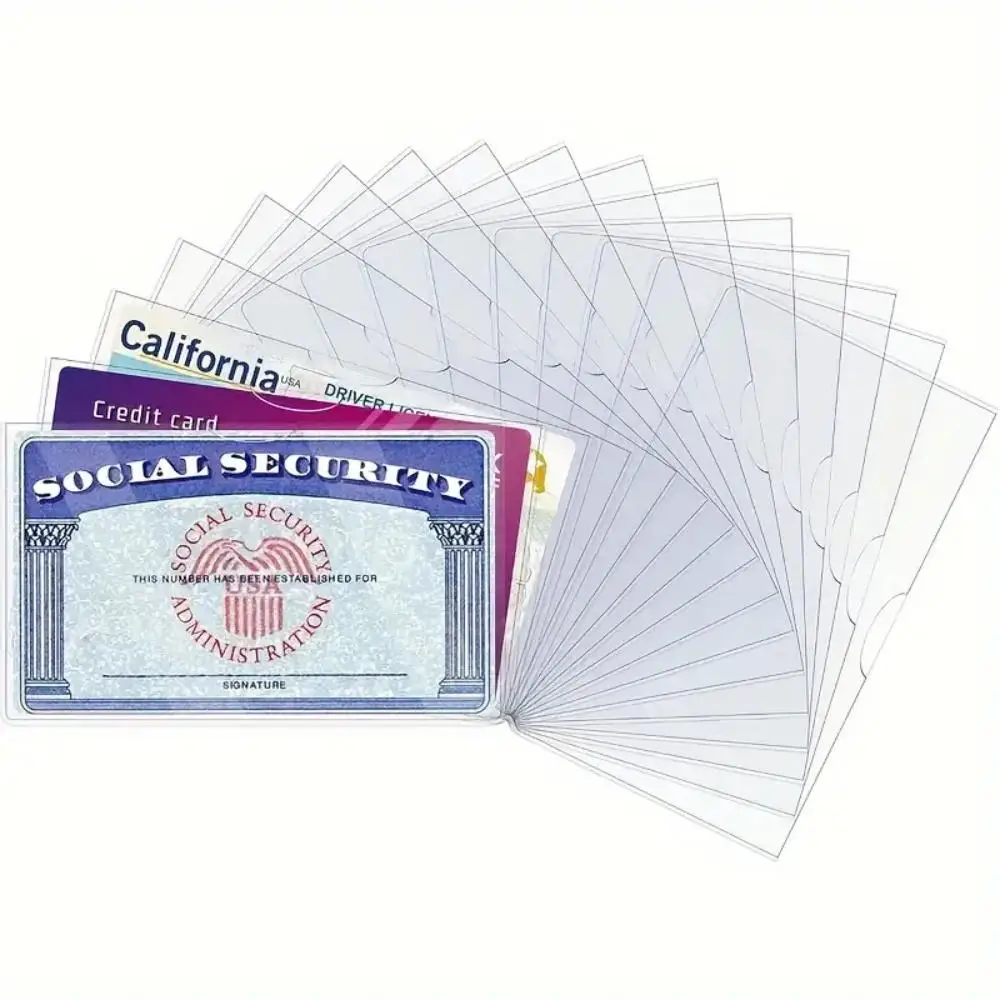 20 waterproof PVC card protective covers - soft and transparent, suitable for social security