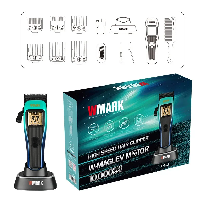2025 New Professional Electric Hair Trimmer WMARK NG-X1 POLAR Magnetic Levitation High Speed Hair Clipper DLC Powder Metal Foil