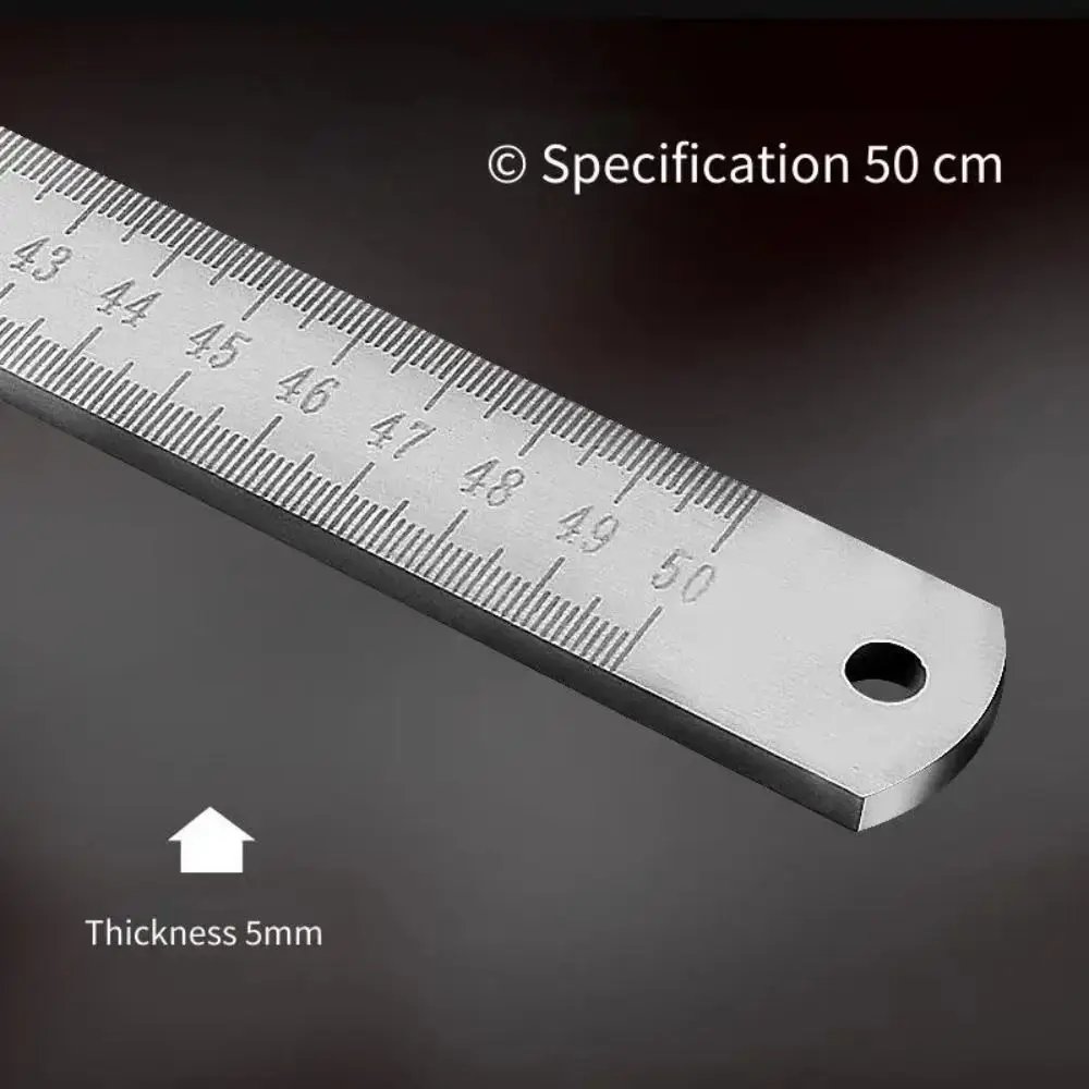 50cm Edelstahl-Lineal Hochtemperatur-Gehärtetes 5mm Dickes Stahllineal Ohne Biegung Silbernes Lineal