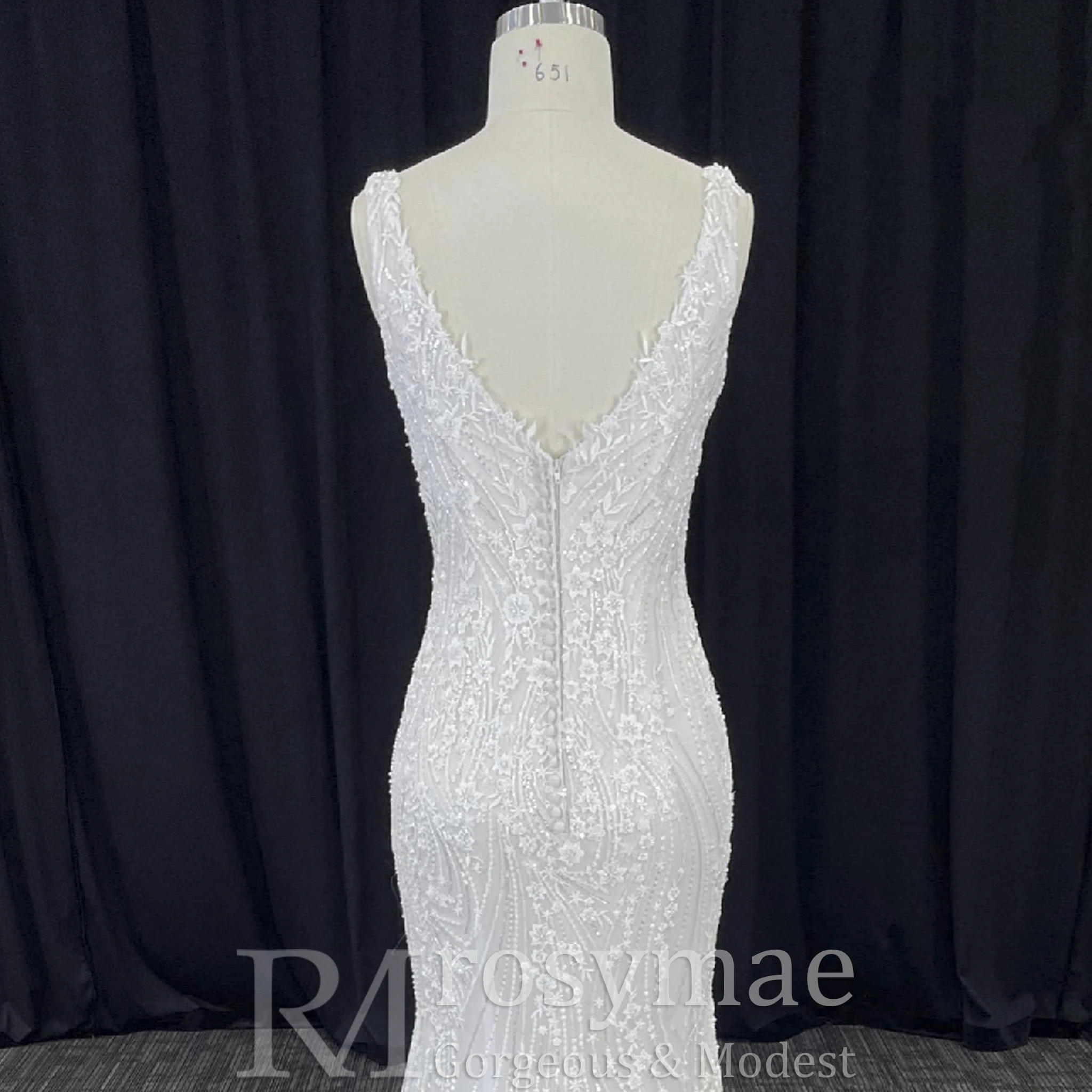 Rosymae женское блестящее кружевное свадебное платье русалки с глубоким v-образным вырезом и открытой спиной, длиной до пола, с длинными рукавами