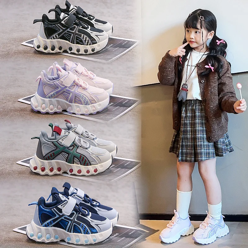 

New Anti-skid Leather Girls Sneakers Autumn Fashion Design Cute Kids Casual Walking Footwear Childrens Boy Sport Running Sneaker