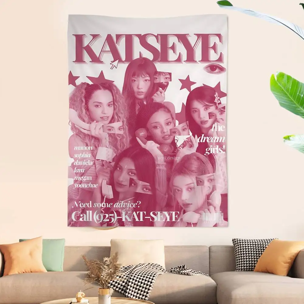Kpop Band K-Katseyes Hanging Bohemian Tapestry Bohemian Wall Tapestries Mandala Cheap Hippie Wall Hanging