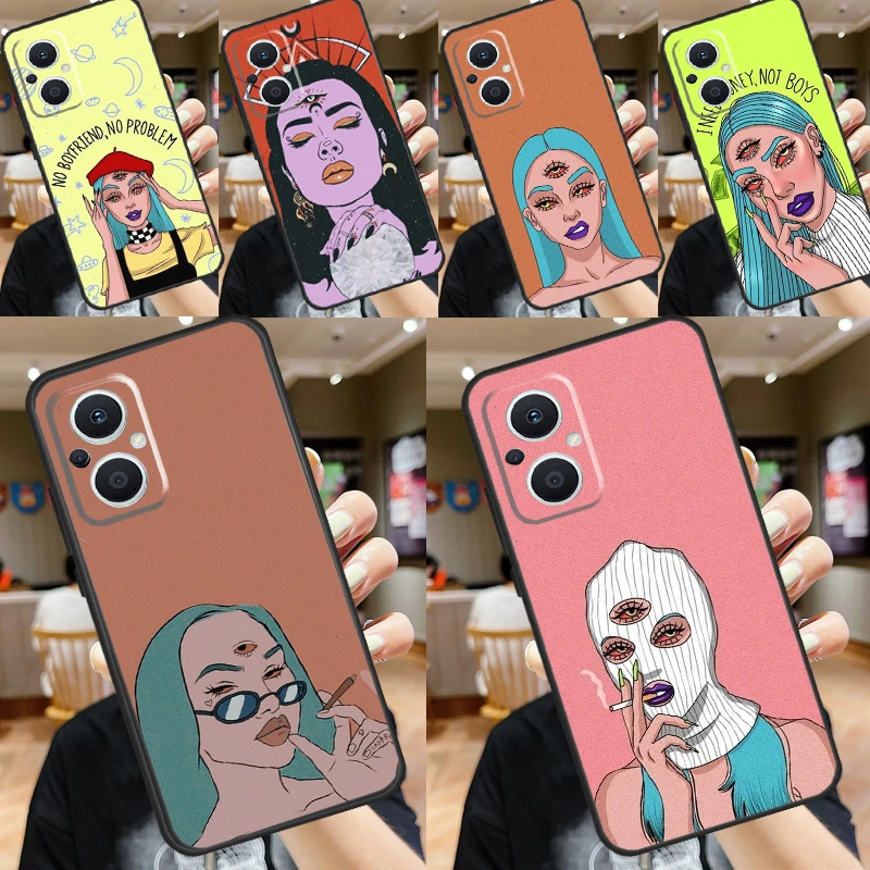 Three Eyed Girl Aesthetic Case For OPPO Reno 10 Pro 11F 4Z 5Z 8T 4 5 6 7 8 Lite OPPO Find X2 X3 Neo X5 X6 Pro Cover