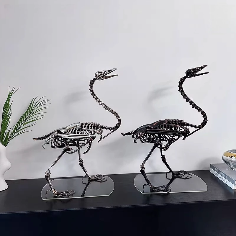 Neoclassical light luxury simulation dinosaur skeleton model ornament room metal bird skeleton soft decoration