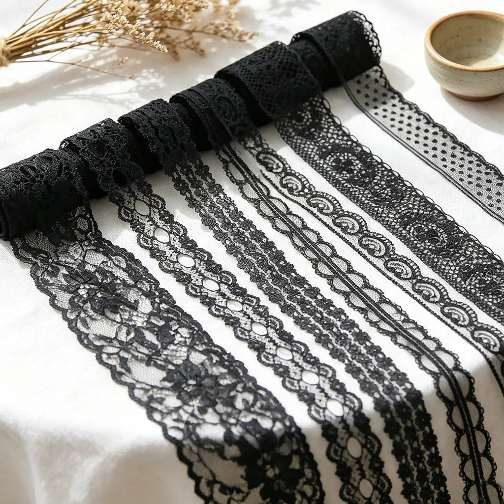 (10 Yards/roll) Black Lace Ribbon Fabric Webbing Decoration Polyester Material Lovely Gift Packing Handmade DIY Material