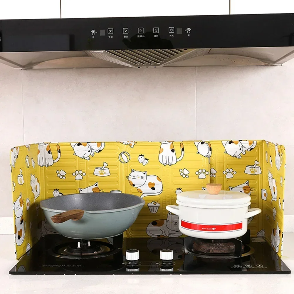 Folding Kitchen Cook Oil Splash Screen Cover Anti Splatter Stove Shield Guard Aluminium Foil Scald Proof Board Protection Plate