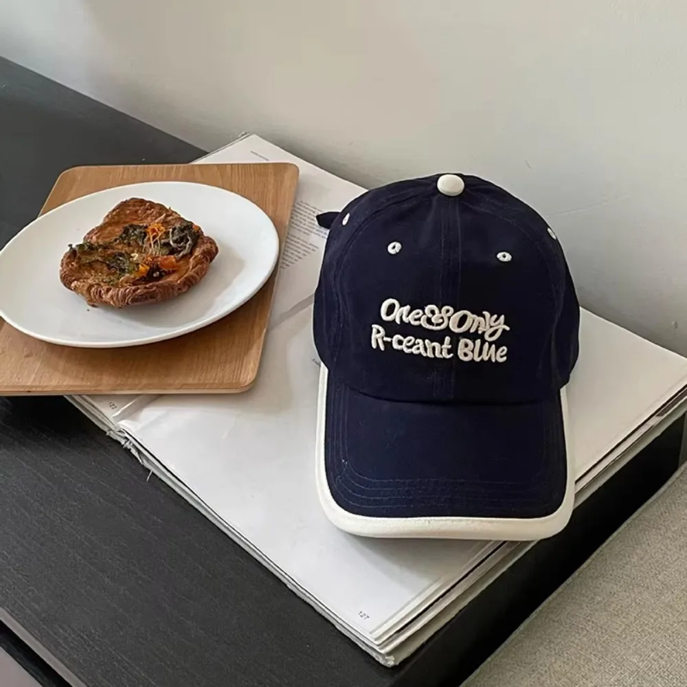 Czapka z daszkiem haftowana litera, regulowana, w stylu hip-hop, z falowym wzorem, bawełniana, koreański styl, czapka przeciwsłoneczna, sportowa.