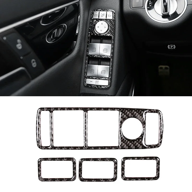 

For Mercedes Benz W204 A B C E CLA GL GLA GLE ML Class Car Carbon Fiber Window Lift Switch Button Cover Trim