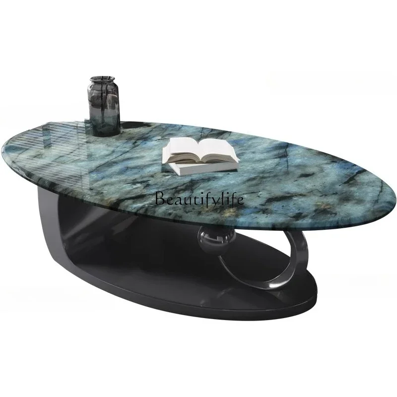 

Z.Coffee table super crystal stone marble living room Italian light luxury high-end villa living room design 2024 new coffee tab