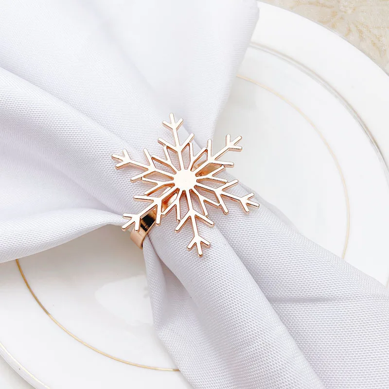 1pcs Christmas Snowflake Shaped Napkin Rings Dinning Table Setting Button Napkin Ring Wedding Table Decoration Accessories