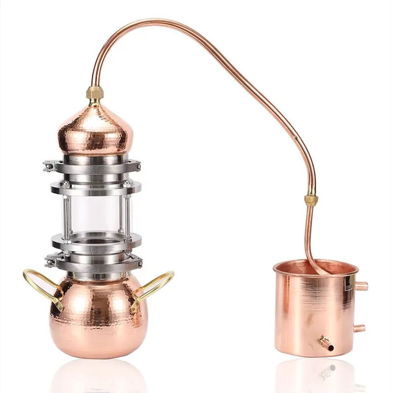 2L Pure Dew Distiller Glass Distiller Household Small Distiller Vintage Pure Copper Brandy Distiller Home Customized