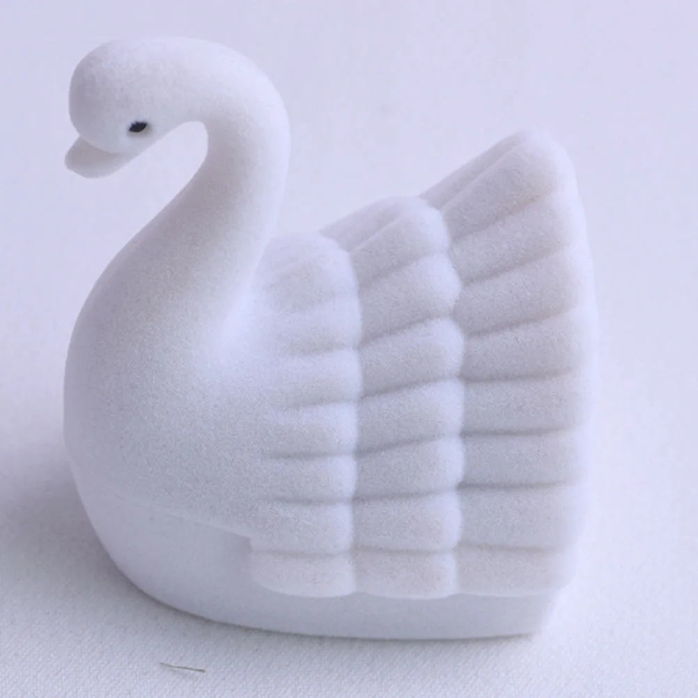 

2pcs Swan Shape Jewelry Case Fashion Jewelry Box Exquisite Ring Case Portable Storage Box for Women (White + Pink)