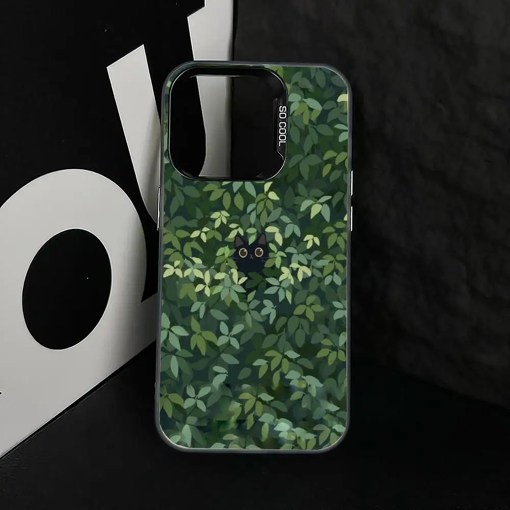

Cat among the green leaves case for iPhone17 16 15 14 13 12 11 Pro/ Max/Plus shock-proof rear cover anti-fingerprint