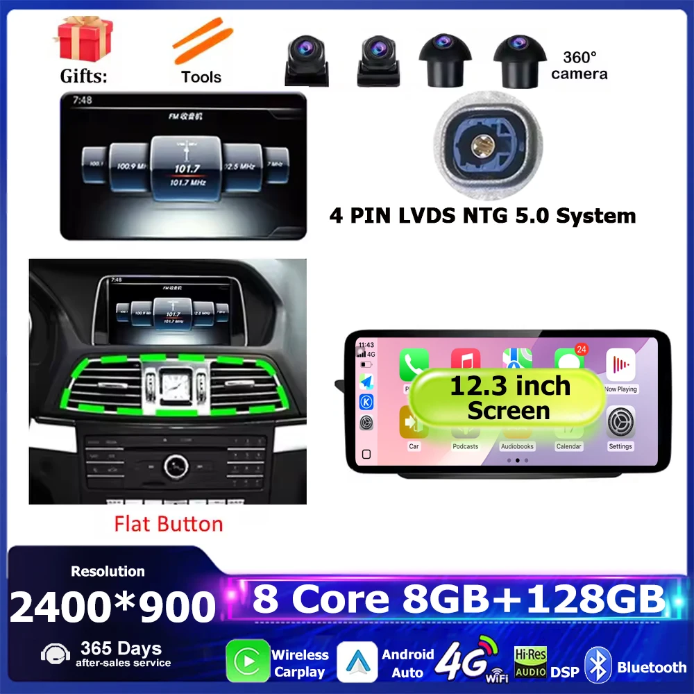 Android 16 Voor Mercedes Benz E Klasse C207 W207 A207 2009-2016 Autoradio Multimedia Stereo GPS 4G Draadloze CarplayPlayer WiFi