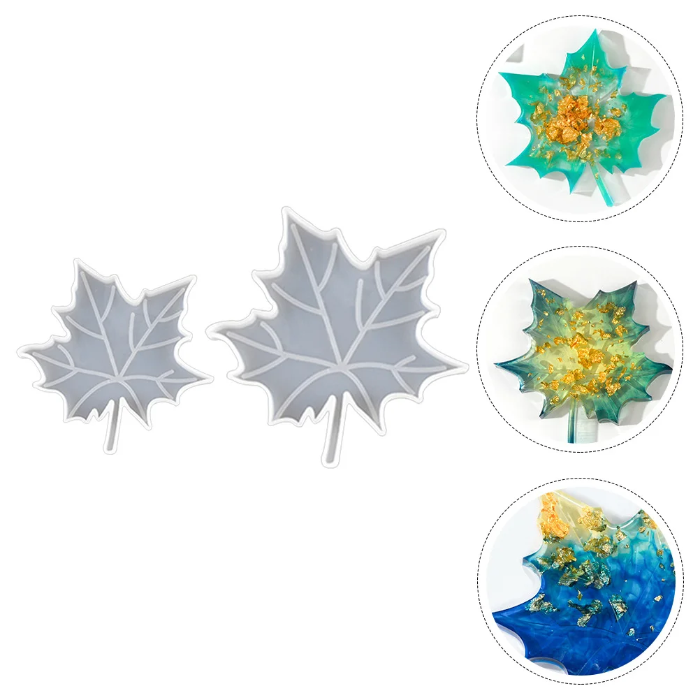 

2pcs Silicone Leaf Coaster Molds Epoxy Resin Crafting Tool Irregular Lace Design Diy Home Decoration Easy Demould Non-Stick
