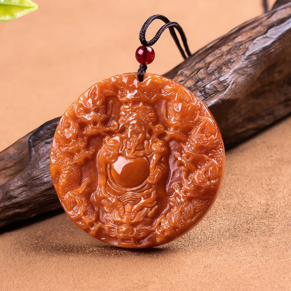 Grade A Natural Myanmar Jadeite God of Wealth Pendant Necklace Jewelry Luxury Accessories Real Jade Gemstone Gifts for Women