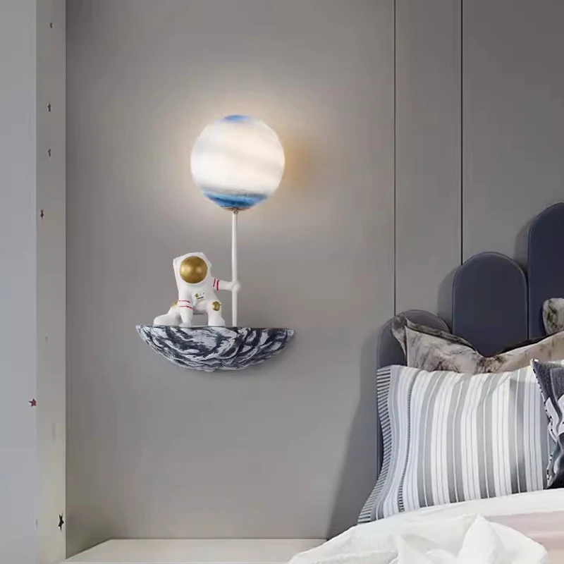 Moderne LED Harz Wand lampe Mond Astronaut Planeten wand hand farbige Kinderzimmer Schlafzimmer Nacht Wohnzimmer Dekor Beleuchtung