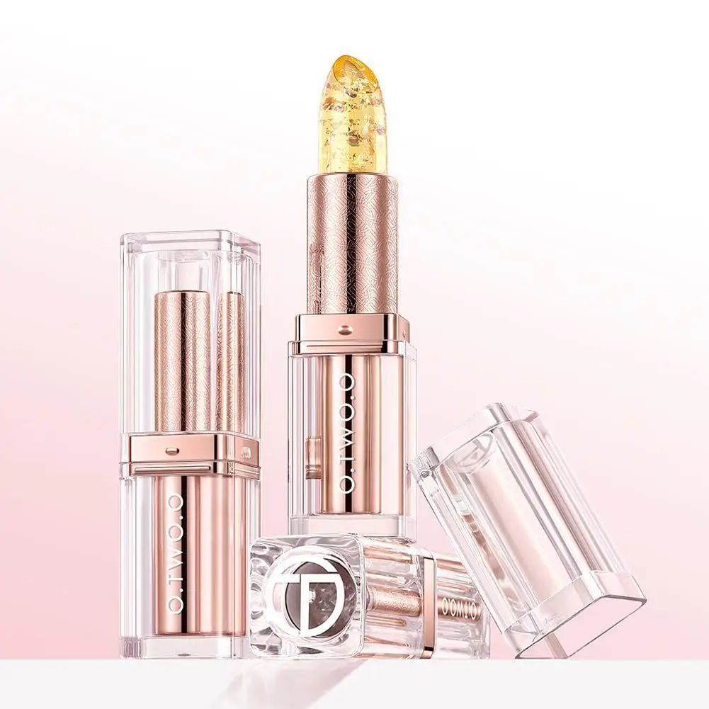 3-in-1 립스틱 립밤 컬러 체인지 골드 포일 열변색 립스틱 투명 보습 립 플럼퍼 글로스 틴트 화장품